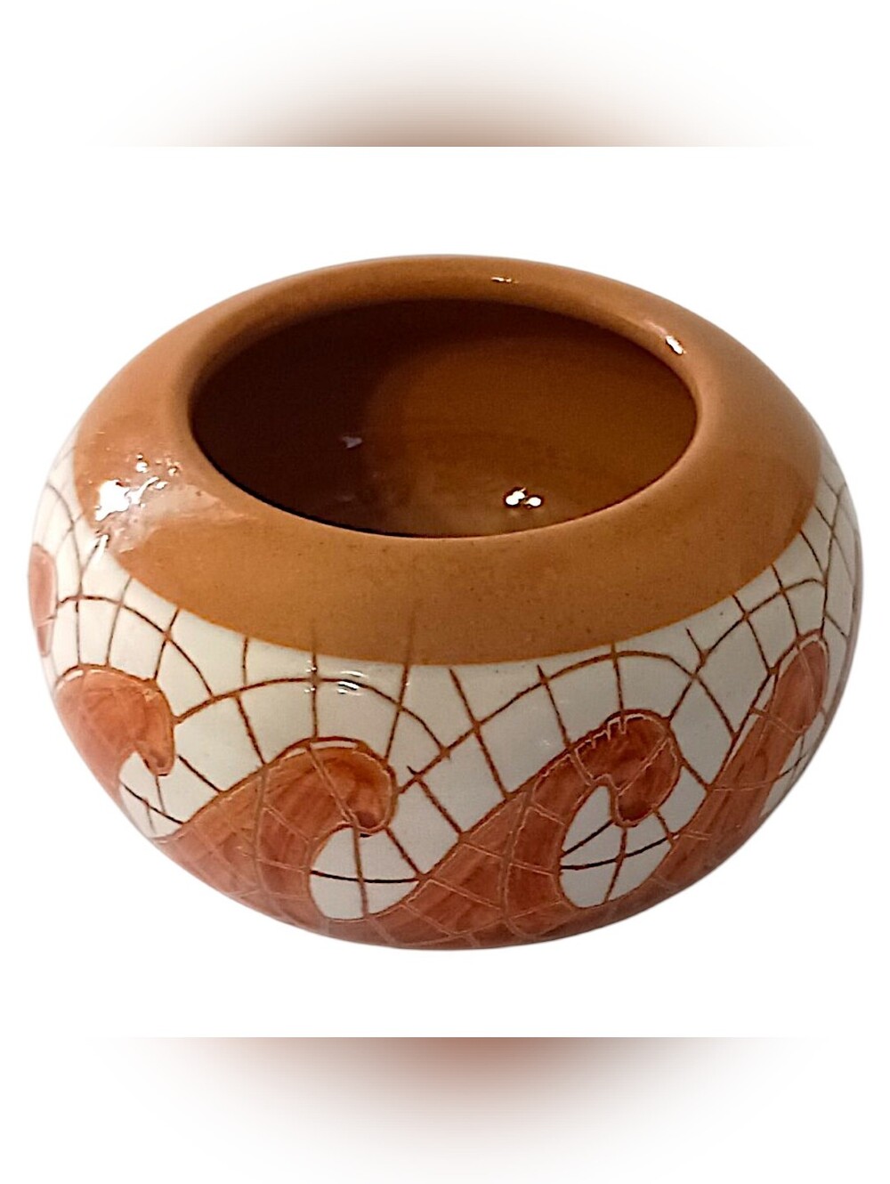 MINI Tile Affect Bowl Vase Mosaic Pottery Handmade Miniature Wave‎ Design Glazed - Picture 9 of 16